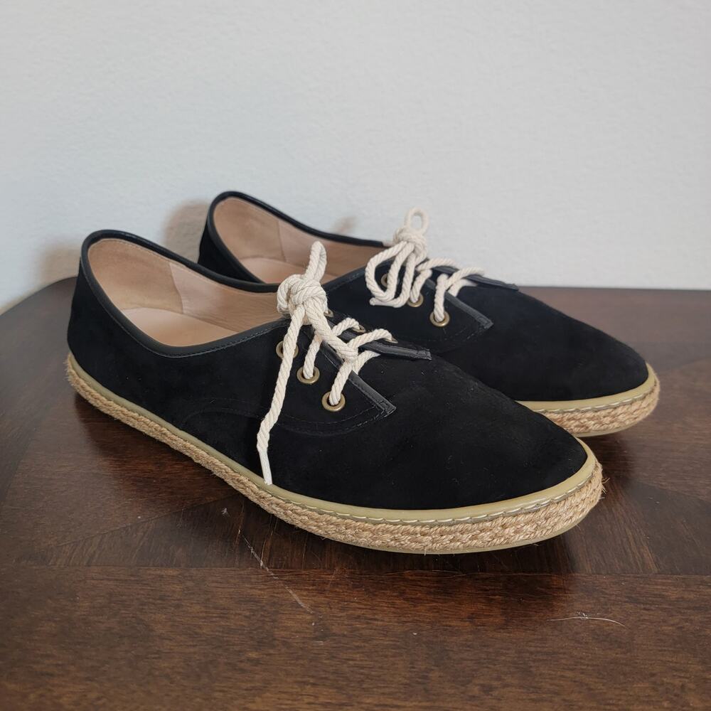 Jenni Kayne Black Suede Espadrille Sneaker Trainer EU 39 US 9 Made in Italy Lace
